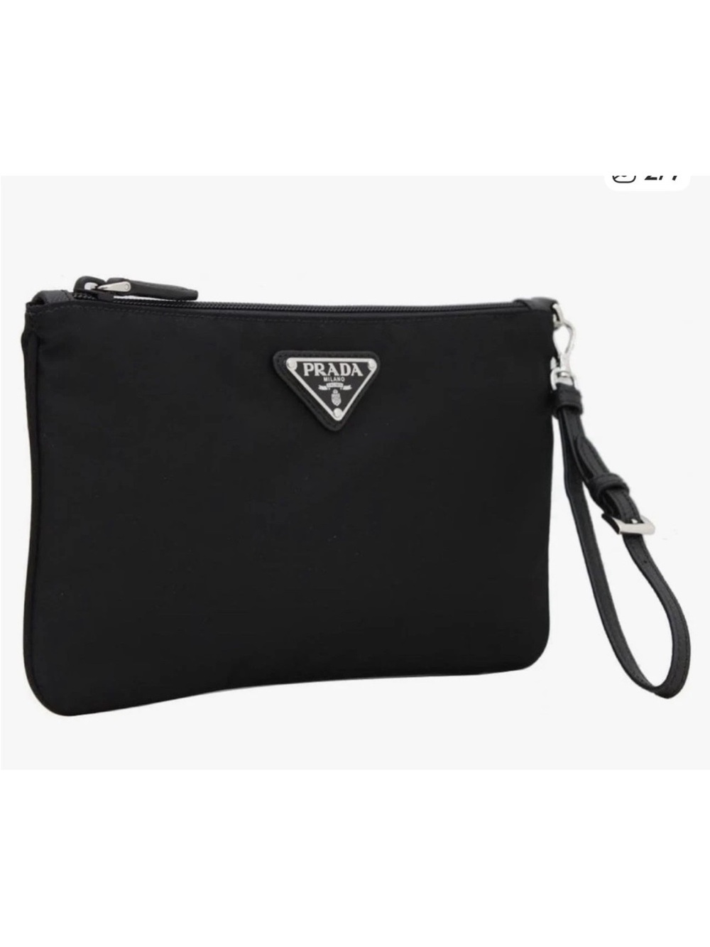 PRADA Tessuto Nylon Pouch Prada
Logo Wristlet Clutch
Wallet Bag